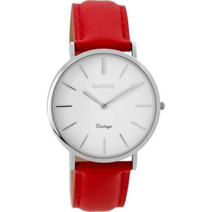 OOZOO TIMEPIECES VINTAGE RED LEATHER STRAP