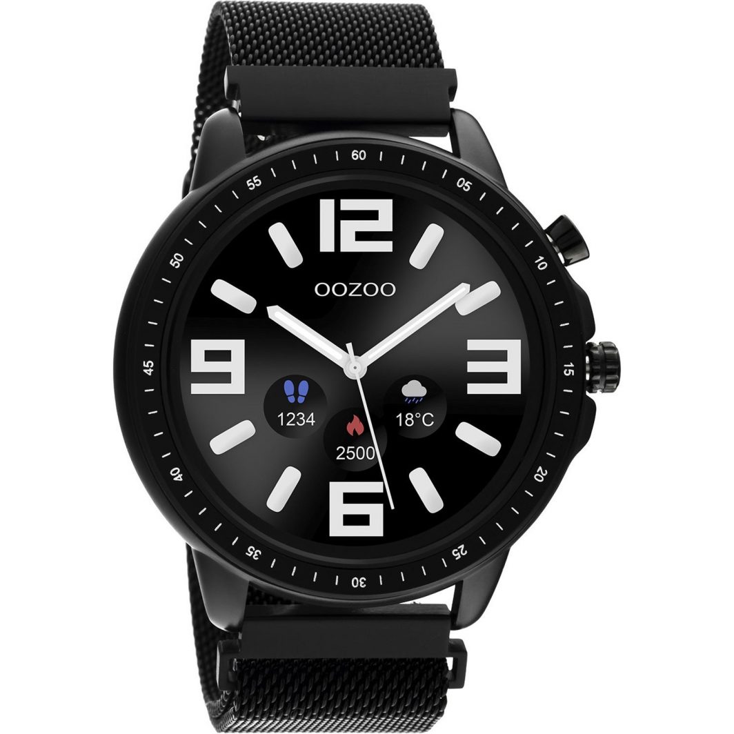 Oozoo Black Stainless Steel Bracelet Smartwatch Q00309