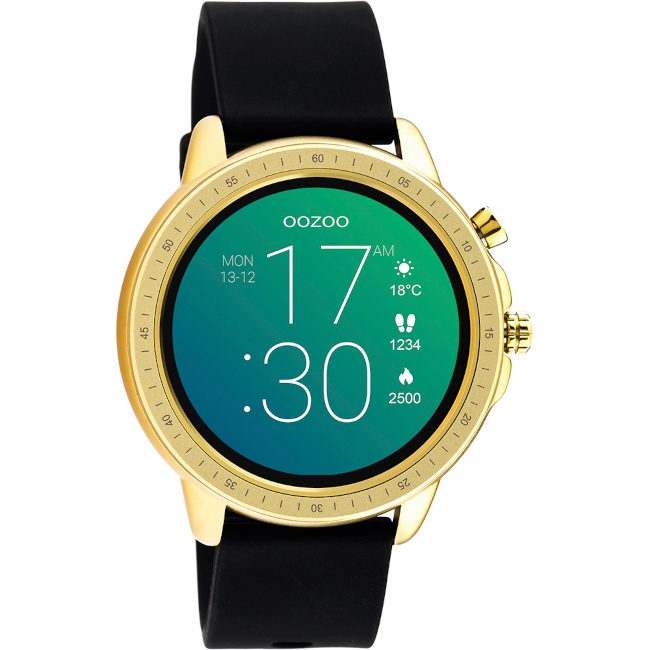 Oozoo Gold Black Rubber Strap Smartwatch Q00301