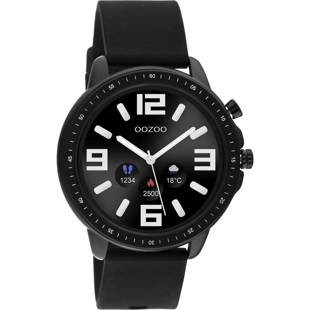 Oozoo Black Rubber Strap Smartwatch Q00304