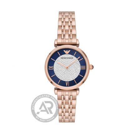 Emporio Armani Gianni T-Bar Crystals Rose Gold Stainless Steel Bracelet AR11423