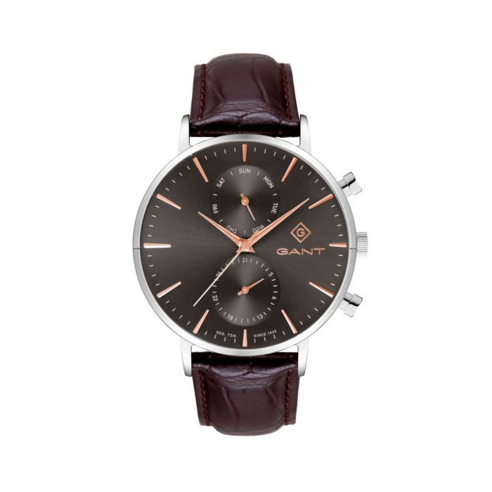Gant Park Hill Day-Date Ii Stainless Steel Brown Leather Strap G121007