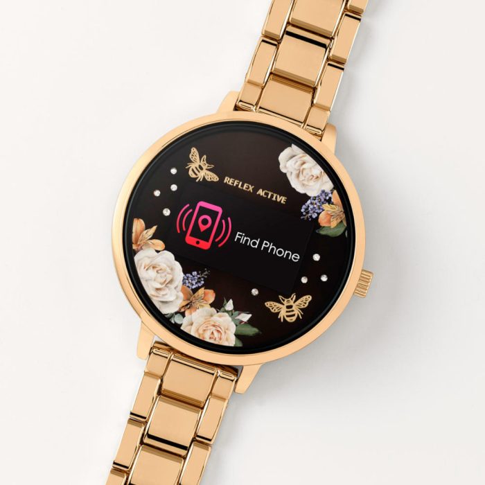 Reflex Active Series 03 Floral Gold Stainless Steel Bracelet Smartwatch RA03-4008