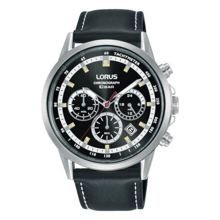 Lorus Sports Chronograph Black Leather Strap RT301KX9