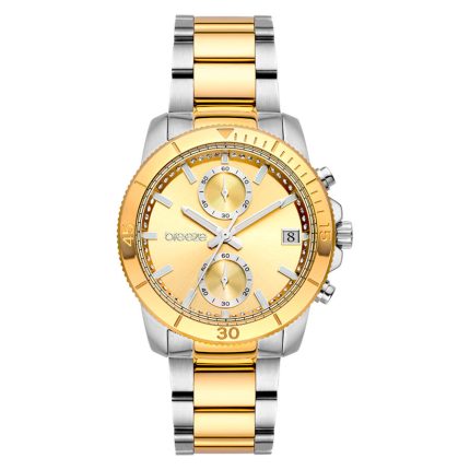 Breeze Sparkly Crystals Two Tone Stainless Steel Bracelet Chronograph 712391.2