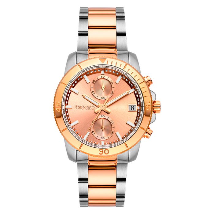 Breeze Sparkly Crystals Two Tone Stainless Steel Bracelet Chronograph 712391.4