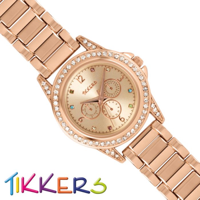 Tikkers Girls Crystals Rose Gold Metal Bracelet ATK1053