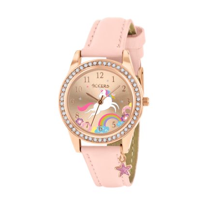 Tikkers Unicorn Crystals Pink Leather Strap TK0201
