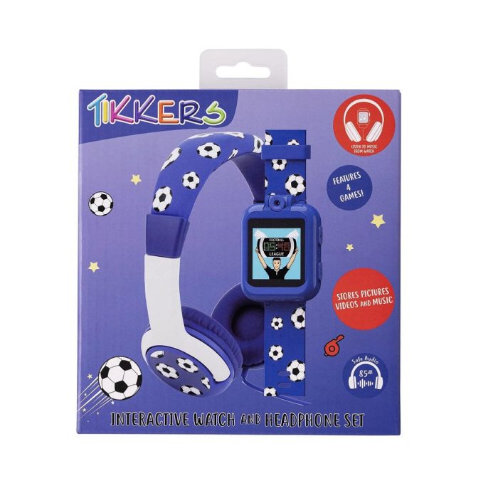 Tikkers Football Blue Silicone Strap Interactive Smartwatch & Headphone Set TKS02-0004
