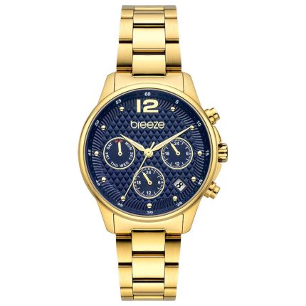 Breeze Enigma Dual Time Gold Stainless Steel Bracelet 212431.3